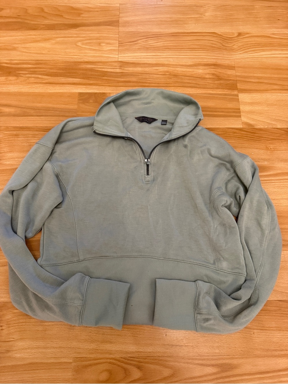 Danskin Men's Zip-Neck Pullover Sweater in Sage Green